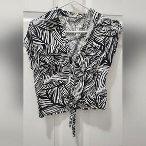 Christian Siriano Black and White Patterned Top